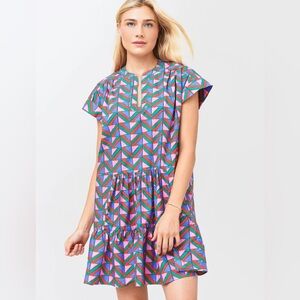 SALONI Ashley B Bolt Mini Dress Pockets Designer Size 2 geometric bright preppy